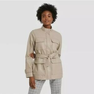 A New Day Women's Faux Leather Belted Jacket